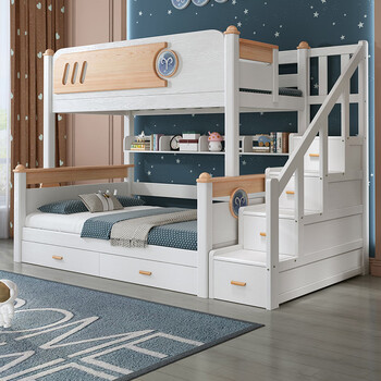 Laikexuan children's solid wood bunk beds for boys and girls, high and low double beds, adult bunk beds, ladder cabinets, upper 120 and lower 150