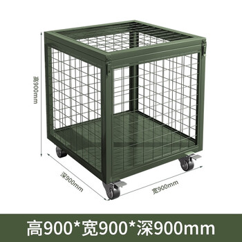 Military green mobile cage combat readiness material turnover vehicle wheeled mobile pallet thickened field picture box rotational molding box 900 deep mesh cage