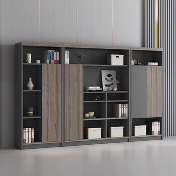 Shiji muge office file cabinet wooden bookcase storage rack storage file cabinet data cabinet floor-standing background cabinet office furniture type a two-door bookcase