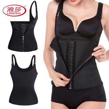 Langsha 2025 women's body shaping tummy control thin cup one-piece corset shaping top shaping garment enhanced shaping belt zipper type new black s