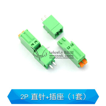 Dafuri kf15/2edgkd 2.5/2.54mm plug-in pcb terminal block straight curved pin socket 2/3/4/5/1 2p straight pin + socket (1 set)