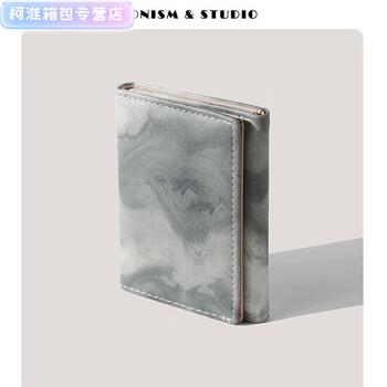 Henglan wallet women's niche design short coin purse student cute wallet clip for women sky gray tri-fold bag anti-theft brush/shielding rfid security