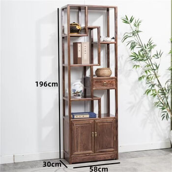 Pinmiao new chinese style small ancient tea rack solid wood tea rack antique ornaments shelf tea cabinet storage rack bookshelf display cabinet antique color/58cm long single 58*30*196cm