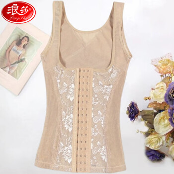 Langsha body-shaping top, tummy-tightening, waist-slimming, stomach-supporting, breast-supporting, postpartum tummy-tightening belt to reduce tummy-breasted buckle, body-shaping vest, skin color, single piece, l, suitable for 101-119 pounds