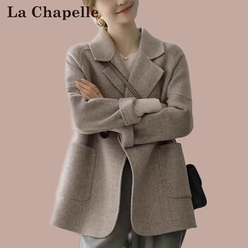 La chapelle high-end woolen coat for women, short, small, 2025 autumn and winter new style, versatile, slim, spring and autumn coat, trendy, brown, l 115-130 catties