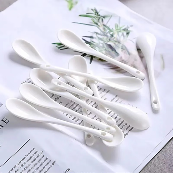 Zhiyao 5g salt spoon food grade ins household ceramic spoon plus long handle coffee spoon seasoning spoon short handle small 13cm small spoon