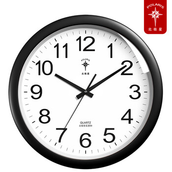 Polaris (polaris) clock wall clock living room home silent fashion simple wall clock hanging 2025 new quartz clock 38 cm standard model - black upgraded ultra-quiet movement