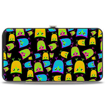 Buckle-downhinge wallet - owl black/multi neon multiple colors 7 x 4