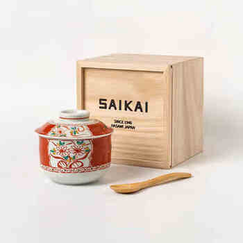 Hasami japan imported egg cup hasamiyaki japanese-style one-person water-proof stew cup household ceramic soup cup steamed egg custard akano wanli stew cup single wooden box packaging 1 head