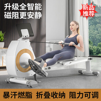 Yoku rowing machine home gym trainer magnetic silent smart rowing machine aerobic fitness equipment pearl white magnetic silent + resistance adjustment + folding
