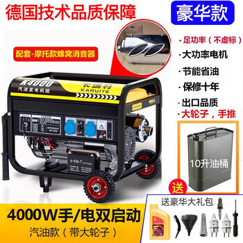 Shantou lincun gasoline generator 220v household small 3kw/5/6/8/10 kilowatt three-phase 380v high power outdoor stall 4000w flashlight - (dual start) burning gasoline 220v (