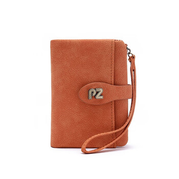Woodpecker (tucano) light luxury 2025 new style fashion simple women's multifunctional hand strap short wallet folding frosted niche design zero orange