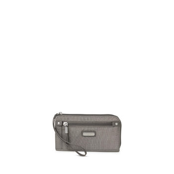 Baggallini zipper wallet for women, 12 card slots, waterproof nylon material, simple and light luxury style, sterling silver glitter, one size fits all