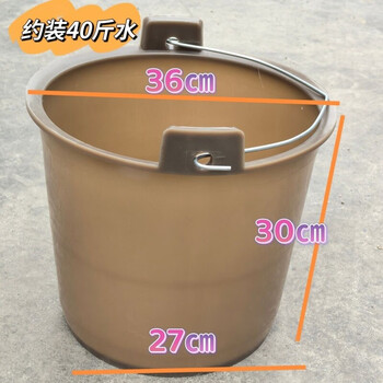 Beef tendon bucket, thickened round barrel, beef tendon cooked rubber plastic, extra thick urine bucket, old-fashioned gray bucket, durable agricultural special mud bucket, dung bucket, construction site bucket, 89 gray barrels (with handle), about 40 kilograms of water, 1 pack