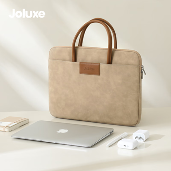 Joluxe high-end business portable laptop bag macbook handbag 14 inches briefcase men and women apricot gray 14 inches