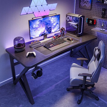 Jinxi computer desk desktop game live broadcast e-sports table dormitory study table bedside desk writing desk workbench dark night shura carbon fiber-160cm+ accessories