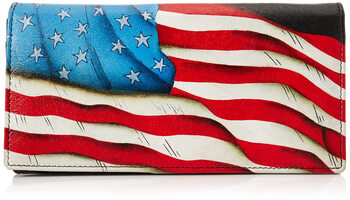 Anna by anuschka women's hand painted leather bifold clutch, stars and stripes black stars and stripes black one size