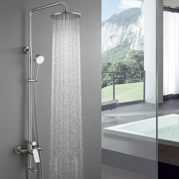 Jomoosus304 stainless steel supercharged shower set bath artifact shower bathroom toilet rain shower head home small flat cross shower set ten years warranty