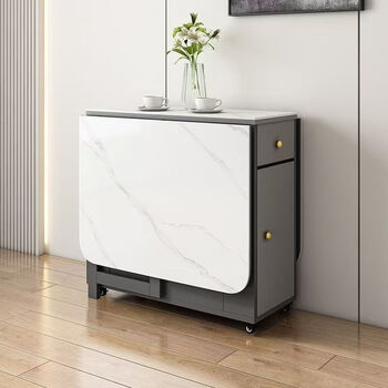 Jinni yilan slate folding dining table modern simple household small apartment retractable folding dining table and chair combination movable table 1.2 meters slate folding dining table (single table)