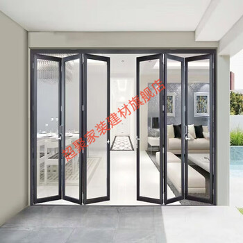 Meikejie folding door bathroom kitchen balcony folding door aluminum alloy folding door sliding door no track small folding door black 1835