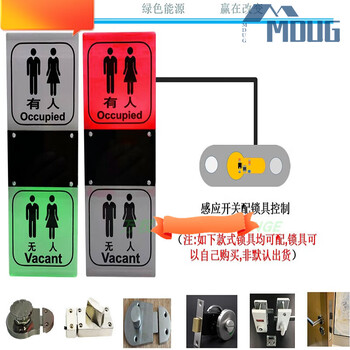 Smart toilet occupied and unmanned display bathroom indoor infrared sensor two-color indicator light illuminated tag sensor switch + universal display kit indoor