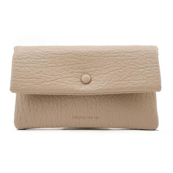 Scarecrow internet celebrity long wallet women's 2025 new embossed two-in-one clutch korean style fashion card holder wallet apricot