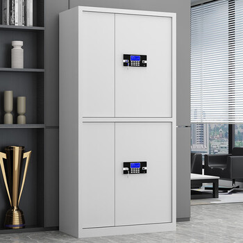 Yanran safe cabinet electronic smart password cabinet information file locker double lock steel filing cabinet office iron cabinet with double section electronic password lock with drawer 0.8mm