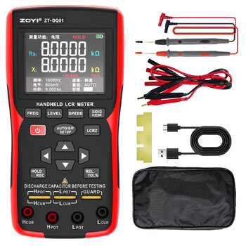 Zhongyi electrical measurement handheld lcr digital bridge multifunctional capacitance resistance inductance internal resistance meter detector lead acid battery zt-dq01 (official standard bridge) + kelvin clip