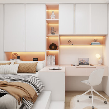 Piano tatami combination bed wardrobe bed corner desk bedroom student room bed cabinet modern minimalist whole house custom furniture prepaid