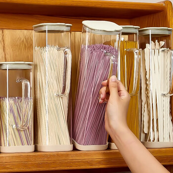 Wellmeet glass noodle storage box food grade kitchen household noodle storage bucket food sealed storage tank large capacity cylinder 1.5l handle glass noodle jar