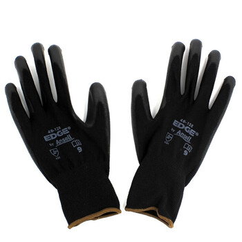Ansell edge polyester pu palm-coated black gloves, wear-resistant and tear-resistant, 12 pairs/bag 8