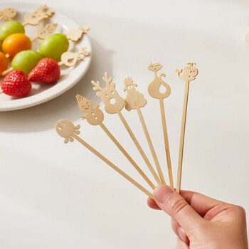 Baicaoyuan fruit skewers barbecue skewers candied haws bamboo skewers grilled sausage skewers fruit forks 12cm*50 pieces