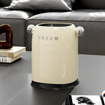 Ascor 2026 new living room trash can home kitchen internet celebrity bathroom toilet desktop large large capacity light luxury beige-small 6l internal and external double buckets without cover 6l