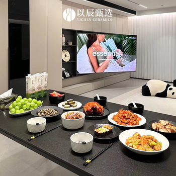 Yichen xiaohongshu dish set household black and white minimalist underglaze color high-value tableware set ceramic housewarming gift store manager recommended mix and match for 8 people 38-piece set