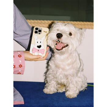 Tagi.<haha>happy dining table contrast color mobile phone case small bone folding metal stand mobile phone case suitable for iphone16promax new year gift-butter small bone