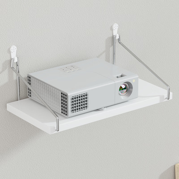 Kunfeng projector rack wall punch-free wall bracket wide bedside wall shelf bracket hanger wall platform white-small size suitable for micro projector