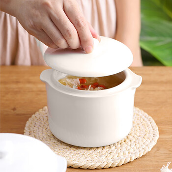 Tengtoo stew bowl with bird's nest liner, ceramic water-proof stew soup bowl, steamed egg bowl, tonic with lid, large and small, household size, 1 piece, 500ml, single small portion