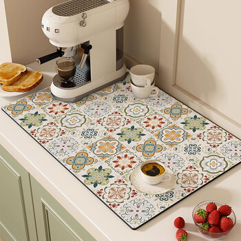 Pupan american-style dining table mat with light luxury and high-end sense, household insulating and absorbent countertop mat, kitchen diatom mud draining mat, wuqian qingchen 30cm*40cm (2.5mm