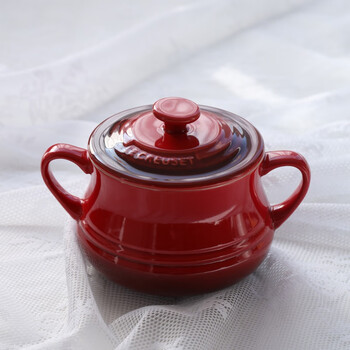 Le creuset france le creuset cool color stew cup soup cup covered baking jar seasoning jar storage bowl baking meal 450ml cherry red