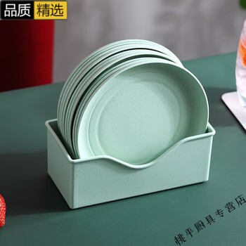 Miaopule high-quality disposable dinner plate large high-end outdoor spring outing camping picnic bone spit dish household food grade light luxury popular green round shallow dish plate/10 pieces