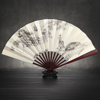 Tatanice fan folding fan for men gift box chinese style classical men's fan silk fan birthday gift maple bridge night moor