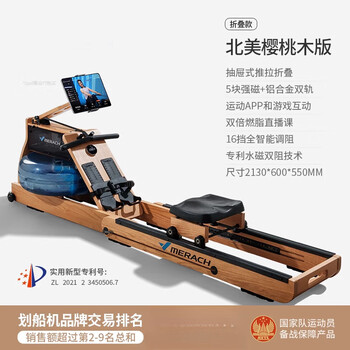 Merrick super fat burning hydromagnetic dual resistance rowing machine home gym indoor fitness equipment intelligent rowing machine cherry wood (folding model) | hydromagnetic dual resistance | exclusive class