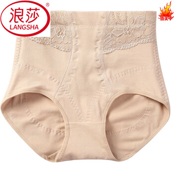 Langsha mid-high waist seamless tummy control underwear for women with strong tummy waist shaping and postpartum butt lifting pure cotton large size without curling pure cotton with elegant skin tone 1 pair m