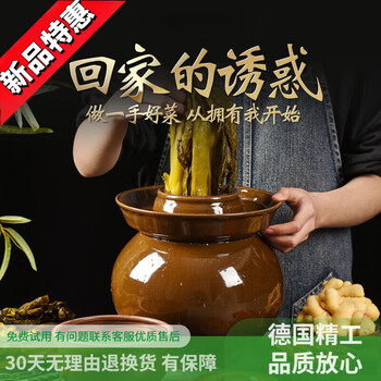 Dragon cave upgraded sichuan pickle jar sealed with lid pickled pickles earthenware small household ceramic old-fashioned pickle jar 6 pounds thickened pickle jar without inner cover