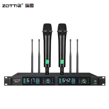 Zottie awm-921 one-to-two true diversity long-distance receiving wireless microphone to host karaoke performance karaoke handheld microphone anti-whistle and no frequency drop 150 meters awm-921 dual handheld set