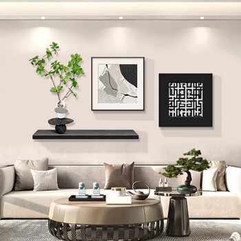 Yihuanyu living room decorative painting modern simple green plant sofa background wall hanging painting abstract black and white high-end triple mural