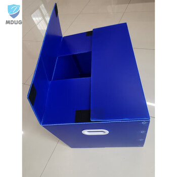Large-capacity plastic moving artifact storage box foldable and reusable hollow corrugated board turnover box blue 5-pack 40*30*30cm velcro style tape-free