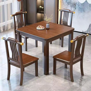 Langzan solid wood small square table square eight immortals table dining table egg-beating table chess and card table playing card table square table tea table walnut color 80*80*75 single table