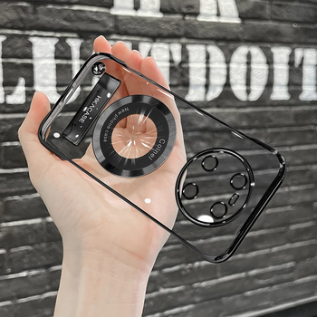 Huawei mate40pro simple and high-end ultra-thin electroplated frameless magnetic sticker electroplated stand mobile phone case black electroplated frameless + black stand huawei mate40pro