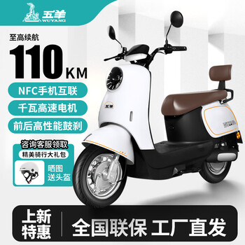 Wuyang official genuine electric motorcycle 60v72v high power electric vehicle nfc long range daily commuting electric motorcycle star white/kw high power motor/front and front drum brake 60v22a black gold graphene battery